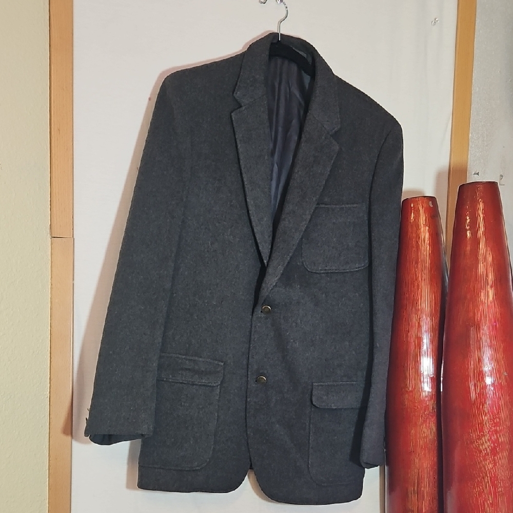 Elegant Vintage Custom Wool Charcoal Blazer for Men